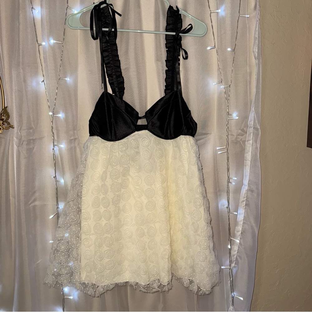 Frill Strap Floral Lace Backless Mini Dress Size M!